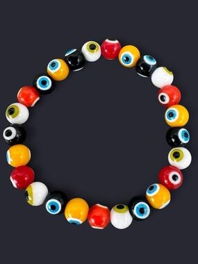 Multicolor Evil Eye Bead Bracelet